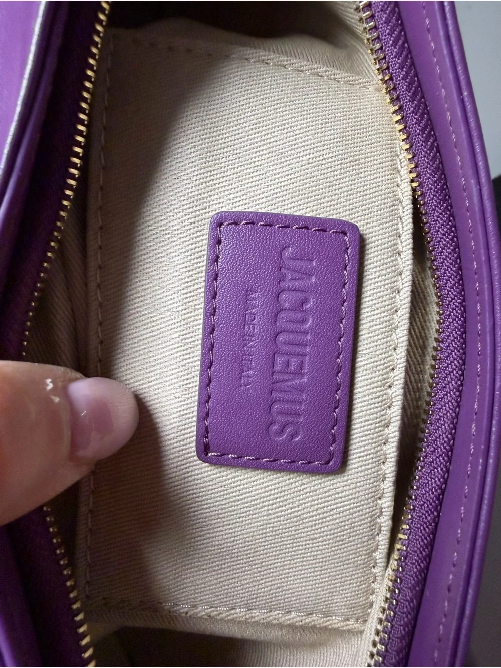 JACQUEMUS Le Bisou Mousqueton Purple Leather Shoulder Bag Authentic